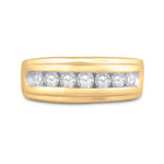 10kt Yellow Gold Mens Round Diamond Wedding Channel-Set Band Ring 7/8 Cttw