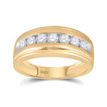 10kt Yellow Gold Mens Round Diamond Wedding Channel-Set Band Ring 7/8 Cttw