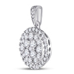 14kt White Gold Womens Round Diamond Halo Cluster Pendant 1 Cttw