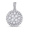 14kt White Gold Womens Round Diamond Halo Cluster Pendant 1 Cttw