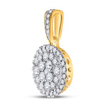 14kt Yellow Gold Womens Round Diamond Halo Cluster Pendant 1/2 Cttw