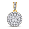 14kt Yellow Gold Womens Round Diamond Halo Cluster Pendant 1/2 Cttw