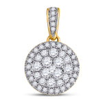 14kt Yellow Gold Womens Round Diamond Halo Cluster Pendant 1/2 Cttw