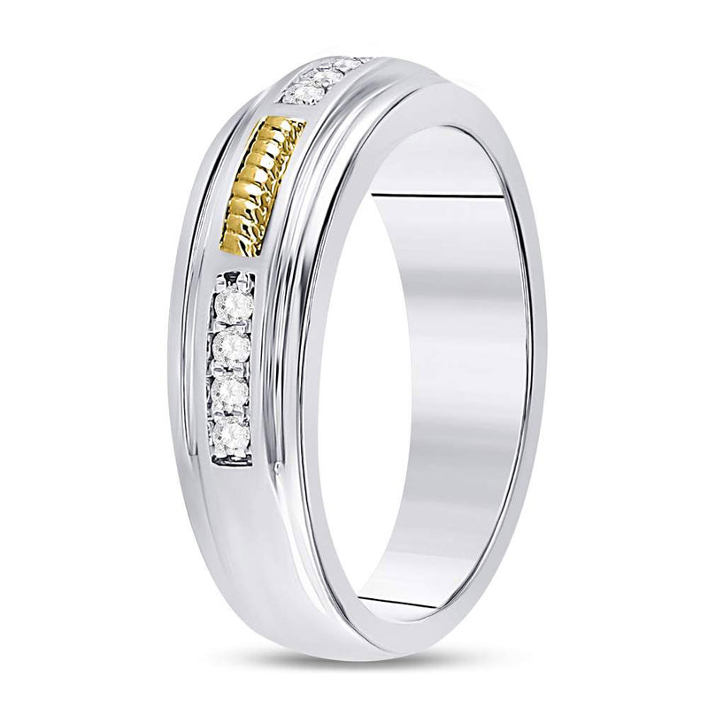 10kt Two-tone Gold Mens Round Diamond Wedding Band Ring 1/5 Cttw