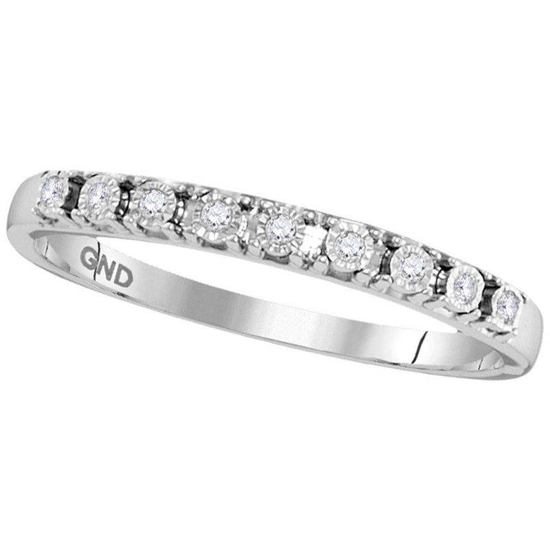 10kt White Gold Womens Round Diamond Illusion-set Band 1/20 Cttw