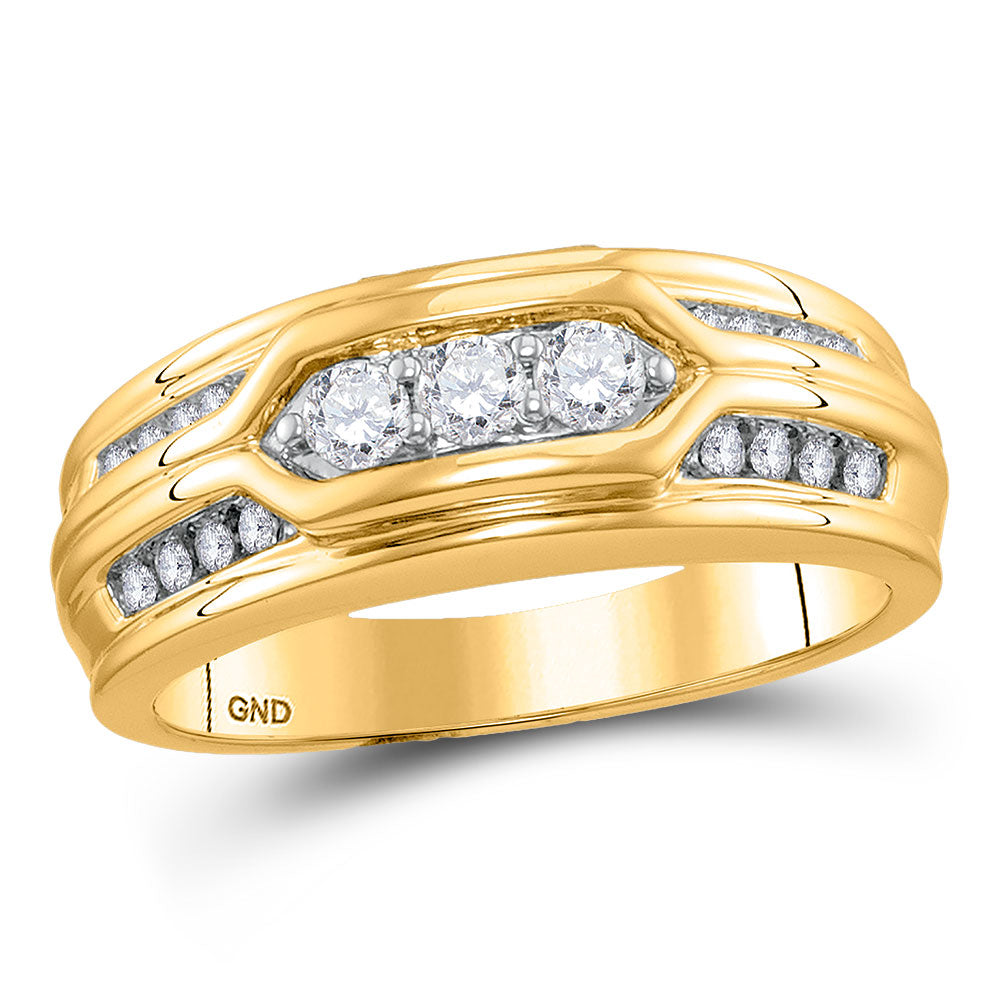 14kt Yellow Gold Mens Round Diamond Wedding Band Ring 1/2 Cttw