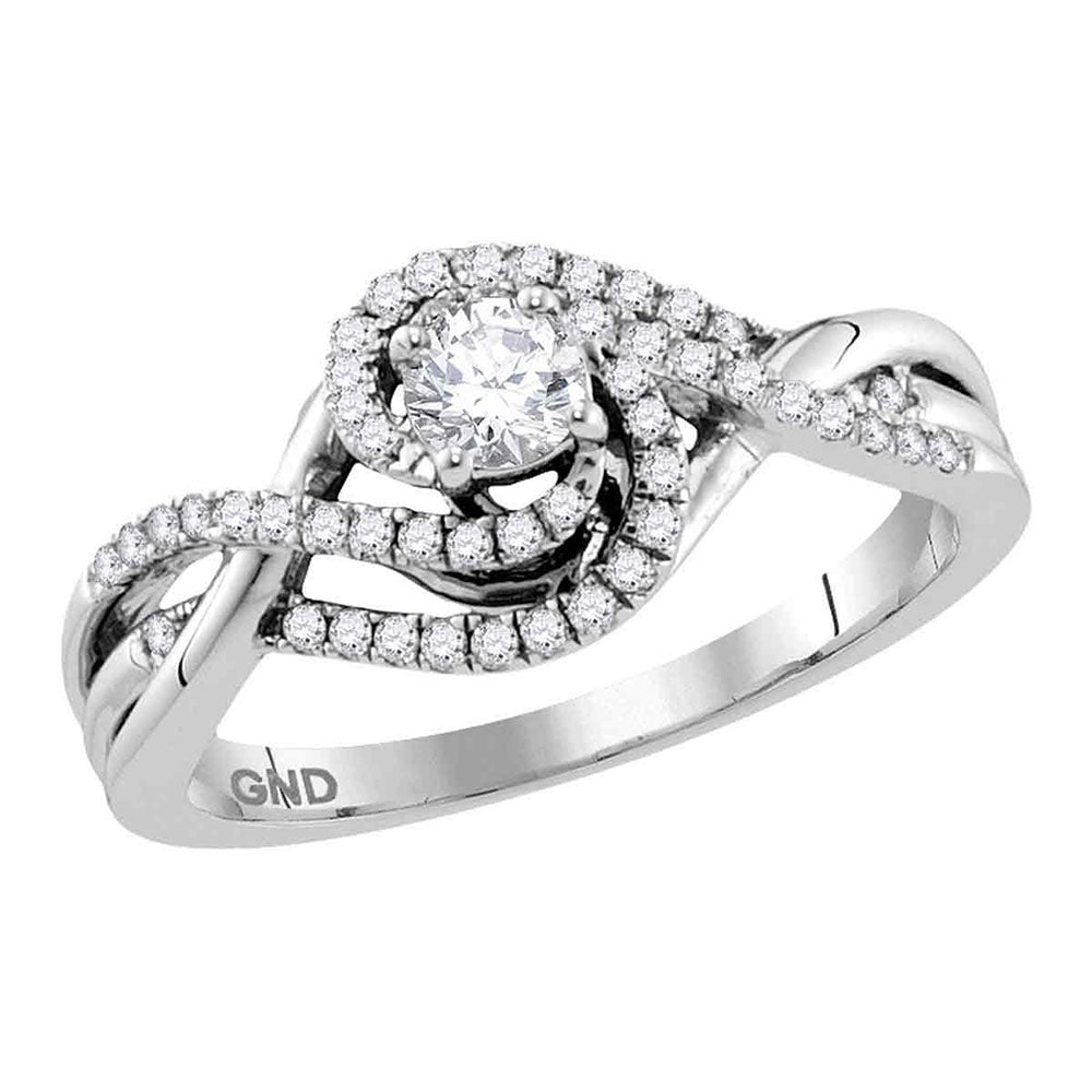 14kt White Gold Round Diamond Solitaire Bridal Wedding Engagement Ring 1/2 Cttw