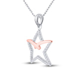 10kt Two-tone Gold Womens Round Diamond Star Pendant 1/6 Cttw