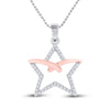 10kt Two-tone Gold Womens Round Diamond Star Pendant 1/6 Cttw