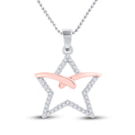 10kt Two-tone Gold Womens Round Diamond Star Pendant 1/6 Cttw