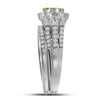 14kt White Gold Womens Round Yellow Diamond Cluster Bridal Wedding Ring Band Set 1 Cttw