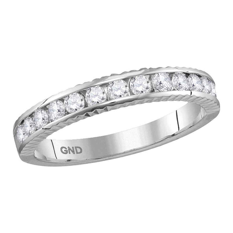 14kt White Gold Womens Round Diamond Wedding Anniversary Band 1/2 Cttw