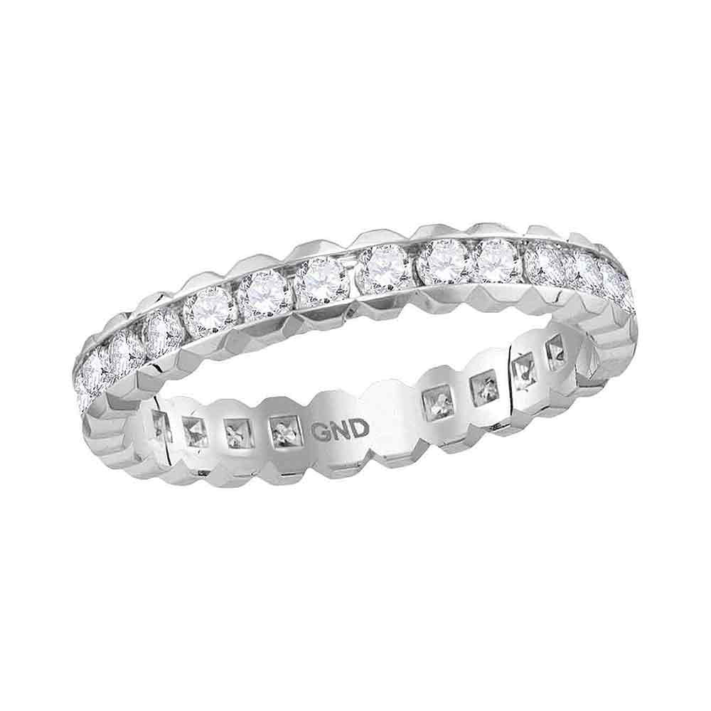 14kt White Gold Womens Round Channel-set Diamond Eternity Wedding Band 1 Cttw