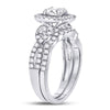 14kt White Gold Round Diamond Halo Bridal Wedding Ring Band Set 1-3/4 Cttw