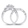 14kt White Gold Round Diamond Halo Bridal Wedding Ring Band Set 1-3/4 Cttw