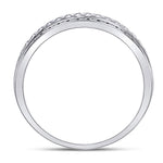 14kt White Gold Mens Round Diamond Double Row Zigzag Wedding Band Ring 1/2 Cttw