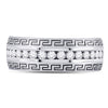 14kt White Gold Mens Round Diamond Greek Key Single Row Wedding Band Ring 1/2 Cttw