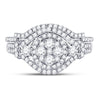 14kt White Gold Round Diamond Cluster Bridal Wedding Ring Band Set 1 Cttw