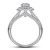 14kt White Gold Round Diamond Double Halo Bridal Wedding Ring Band Set 1-3/4 Cttw