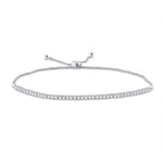 10kt White Gold Womens Round Diamond Single Row Bolo Bracelet 1 Cttw