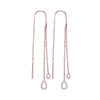 10kt Rose Gold Womens Round Diamond Double Teardrop Dangle Threader Earrings 1/8 Cttw