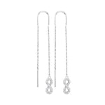 10kt White Gold Womens Round Diamond Infinity Threader Earrings 1/6 Cttw