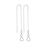 10kt White Gold Womens Round Diamond Twist Dangle Threader Earrings 1/10 Cttw