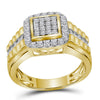 10kt Yellow Gold Mens Round Diamond Square Frame Cluster Ring 1 Cttw