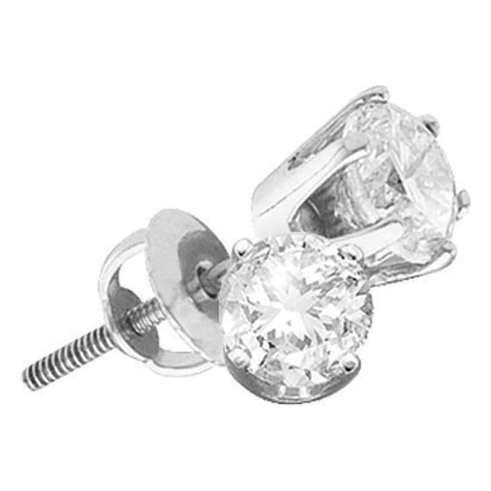 14kt White Gold Womens Round Diamond Solitaire Stud Earrings 1/2 Cttw