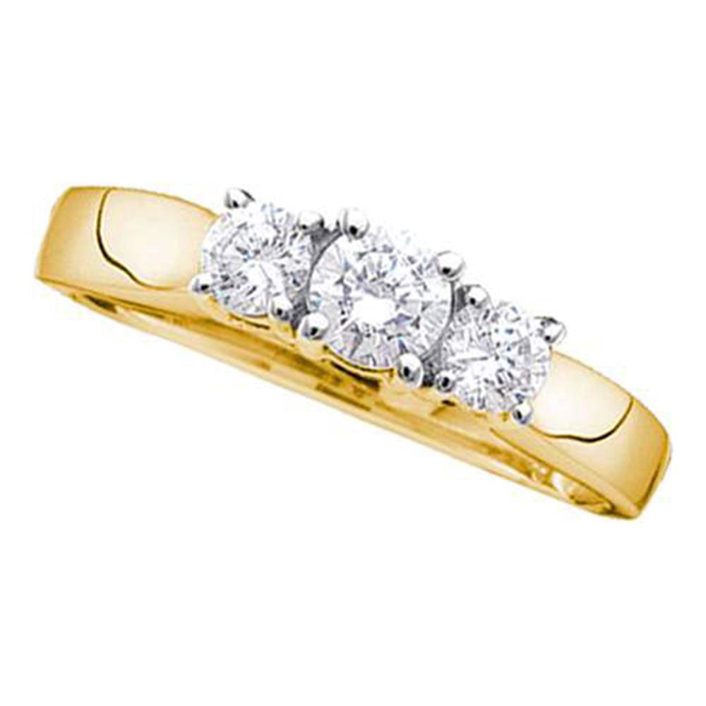 14kt Yellow Gold Round Diamond 3-stone Bridal Wedding Engagement Ring 1/2 Cttw