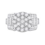 10kt White Gold Round Diamond Cluster Bridal Wedding Engagement Ring 3 Cttw