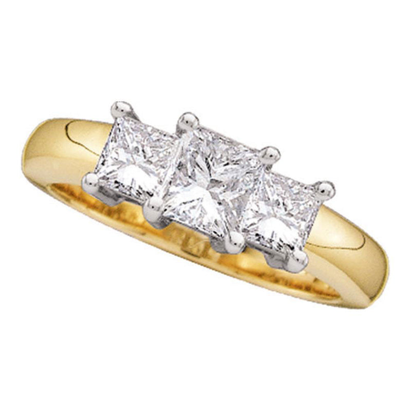 14kt Yellow Gold Princess Diamond 3-stone Bridal Wedding Engagement Ring 1/2 Cttw