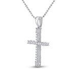 10kt White Gold Womens Round Diamond Cross Pendant 1/5 Cttw