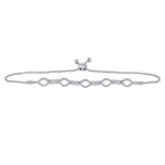 10kt White Gold Womens Round Diamond Infinity Oval Bolo Bracelet 1/4 Cttw