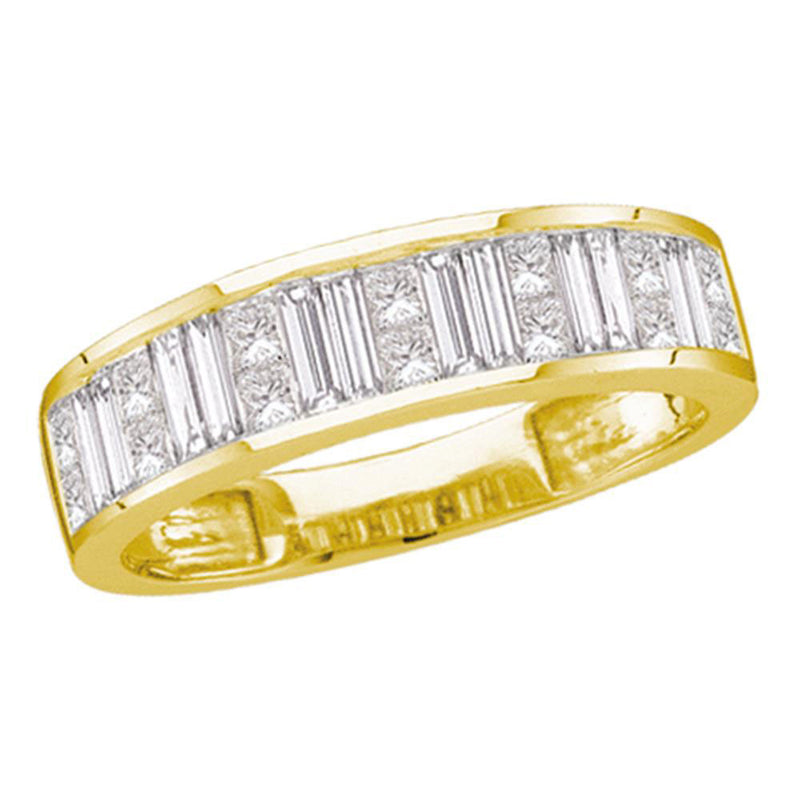 14kt Yellow Gold Womens Baguette & Princess Diamond Wedding Anniversary Band 1 Cttw