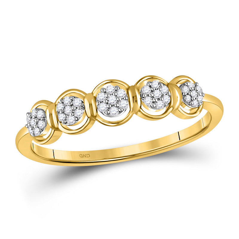 10kt Yellow Gold Womens Round Diamond Cluster Ring 1/10 Cttw