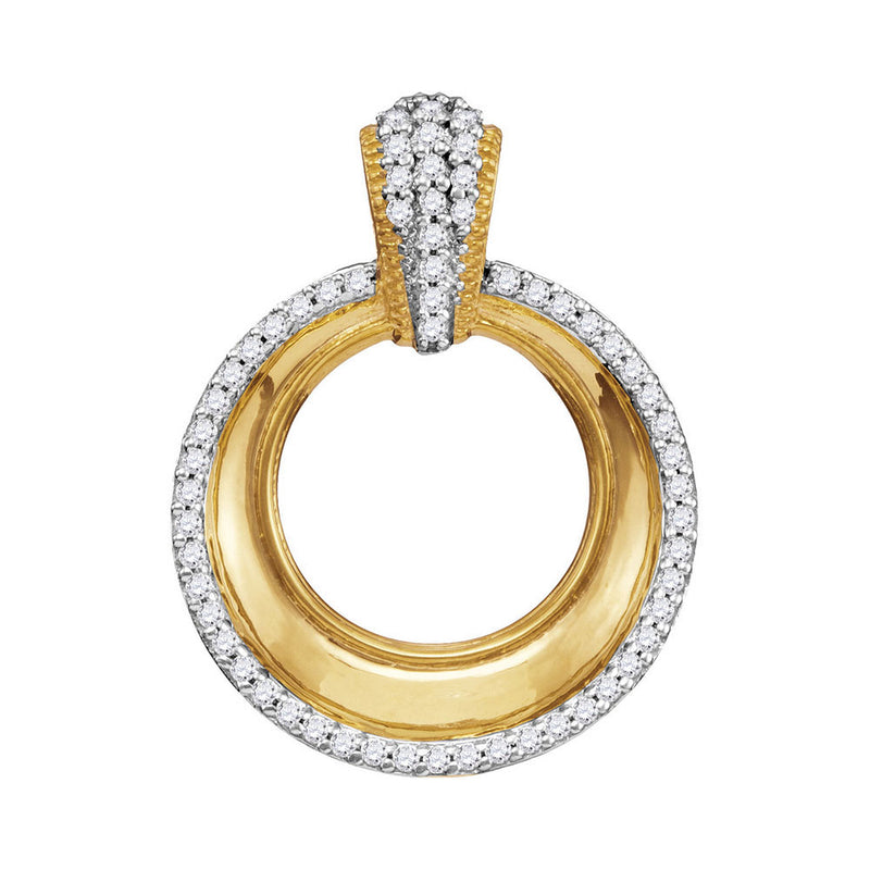 10kt Yellow Gold Womens Round Diamond Framed Outline Circle Pendant 1/6 Cttw