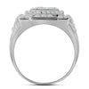 10kt White Gold Mens Round Diamond Square Frame Cluster Ring 2-1/4 Cttw