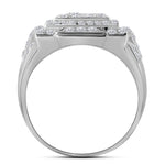 10kt White Gold Mens Round Diamond Square Frame Cluster Ring 2-1/4 Cttw