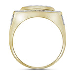 10kt Yellow Gold Mens Round Pave-set Diamond Square Frame Cluster Ring 2 Cttw