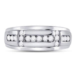 10kt White Gold Mens Round Diamond Channel-set Wedding Band Ring 1/2 Cttw