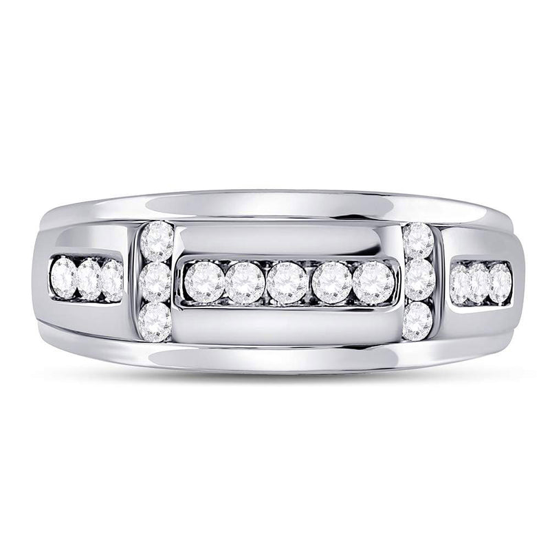 10kt White Gold Mens Round Diamond Channel-set Wedding Band Ring 1/2 Cttw