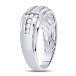 10kt White Gold Mens Round Diamond Channel-set Wedding Band Ring 1/2 Cttw