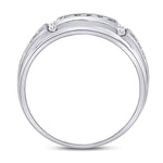 10kt White Gold Mens Round Diamond Channel-set Wedding Band Ring 1/2 Cttw