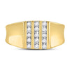 10kt Yellow Gold Mens Round Channel-set Diamond Triple Row Wedding Band Ring 1/4 Cttw