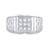 10kt White Gold Mens Round Diamond Square Cluster Brick Ring 1/4 Cttw