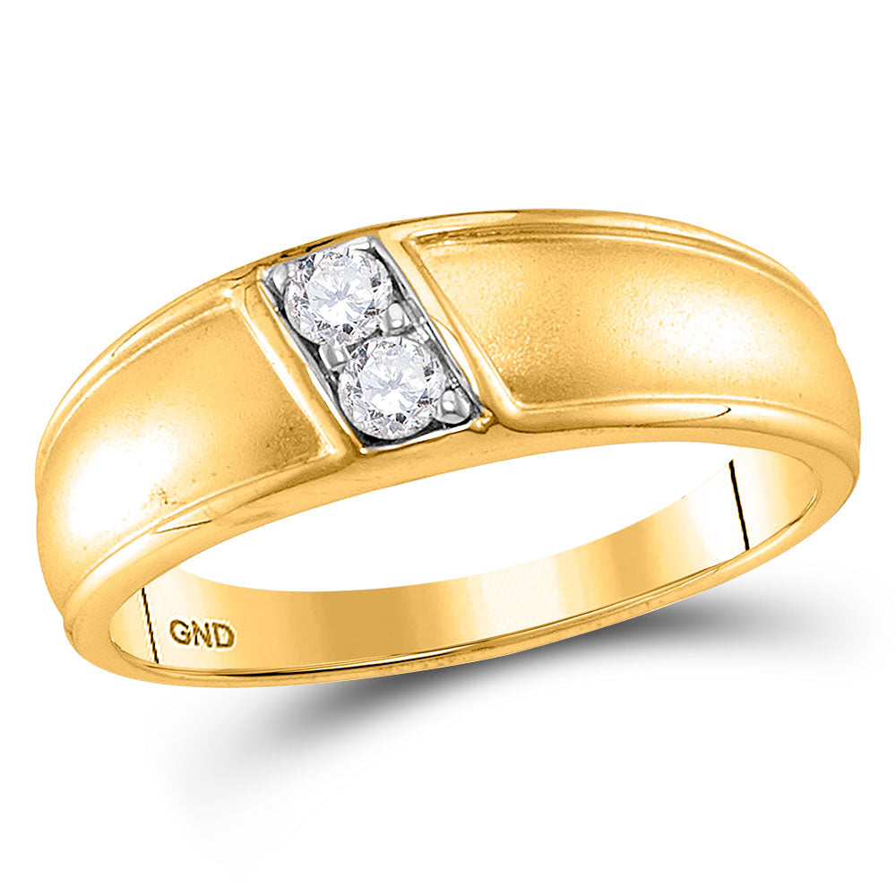 10kt Yellow Gold Womens Round Diamond Band Ring 1/5 Cttw