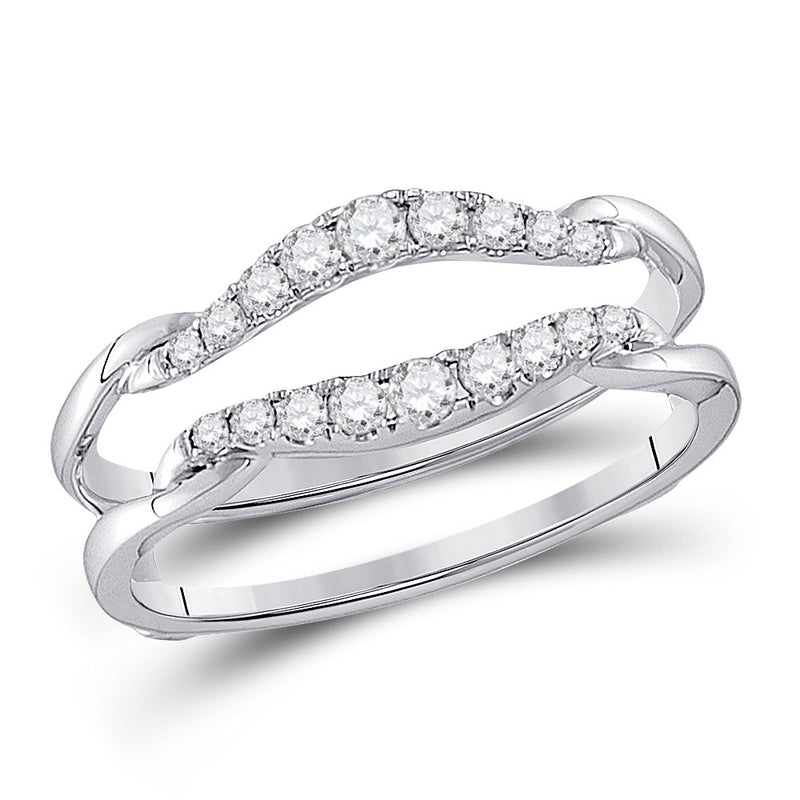 14kt White Gold Womens Round Diamond Wrap Ring Guard Enhancer 1/3 Cttw