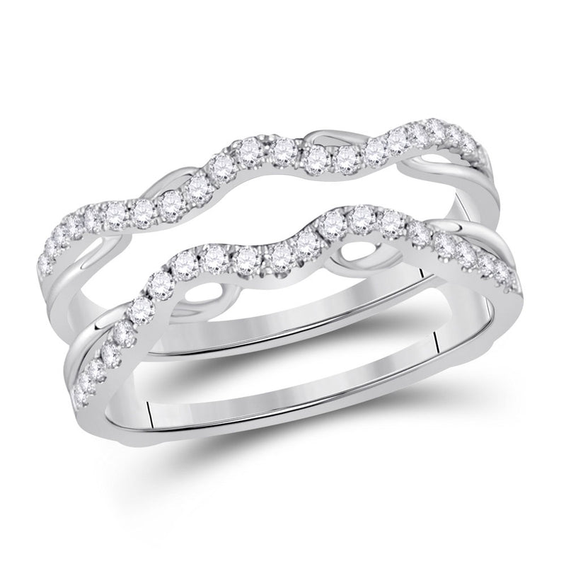 14kt White Gold Womens Round Diamond Wrap Ring Guard Enhancer 1/3 Cttw