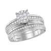 14kt White Gold His Hers Diamond Cluster Matching Wedding Set 5/8 Cttw